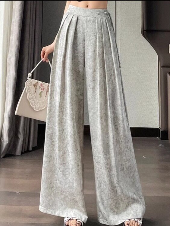 Summer Ink Wash Silk Pants: Chic High-Waisted Wide Leg Find! - Product image 2