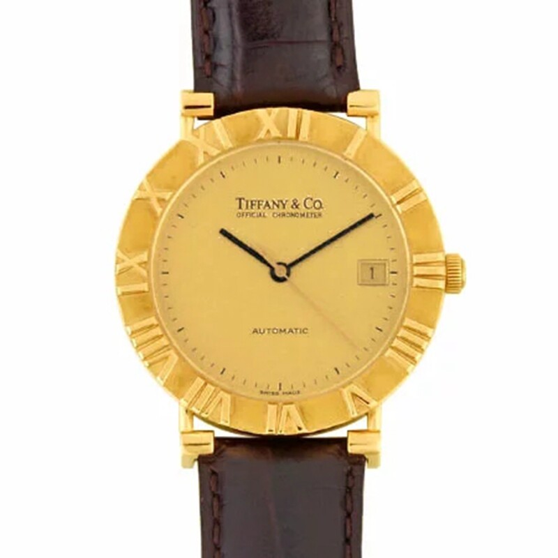 tiffany蒂芙尼18k黄金男表自动机械m6930二手表原装正品98新