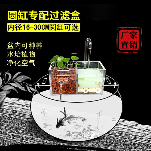 圆形鱼缸过滤器小型三合一上置过滤盒玻璃缸滴流盒瀑布式静音净水 - 封面