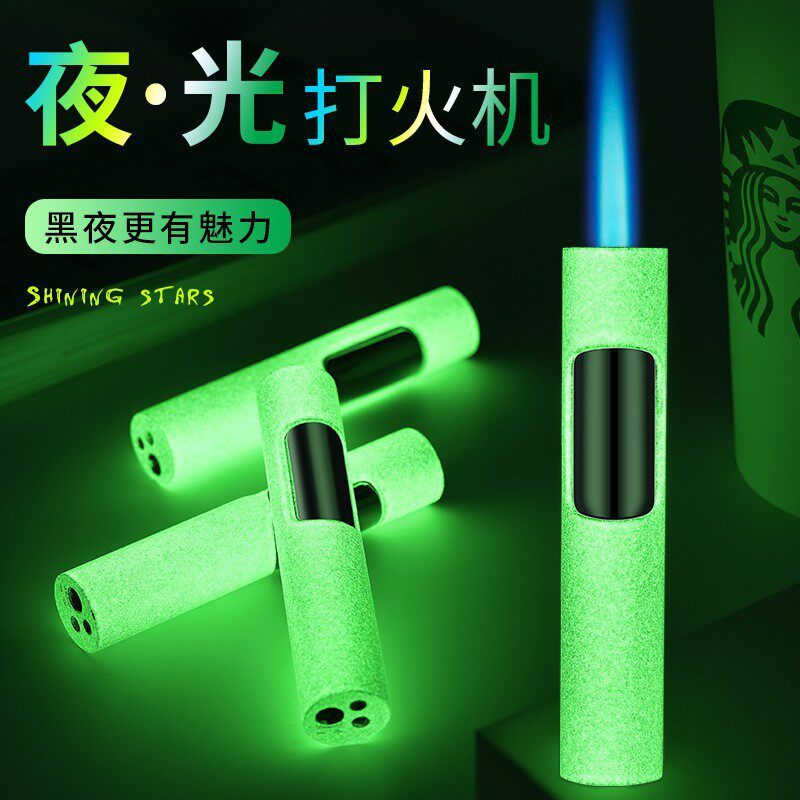 Blue flame luminous lighter direct inflation windproof打火机