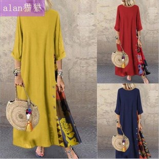 M-5XL women dress 2022autumn retro plus size lady long skirt