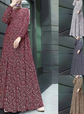 中东阿拉伯迪拜民族风宽松波点套头长袍及脚踝连衣裙Arab dresses