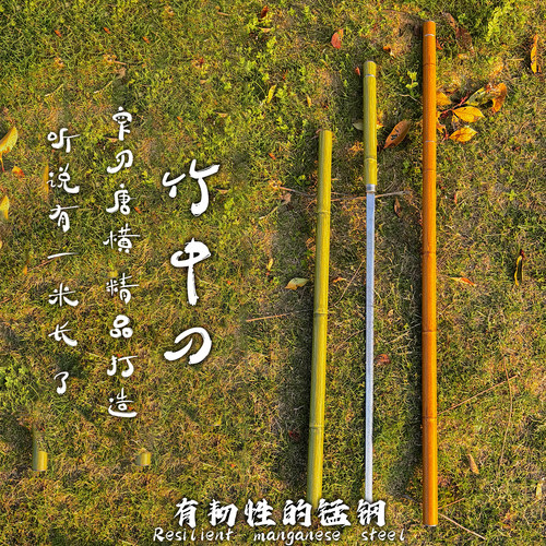 竹中刀棍中手杖锰钢刀收藏未开刃