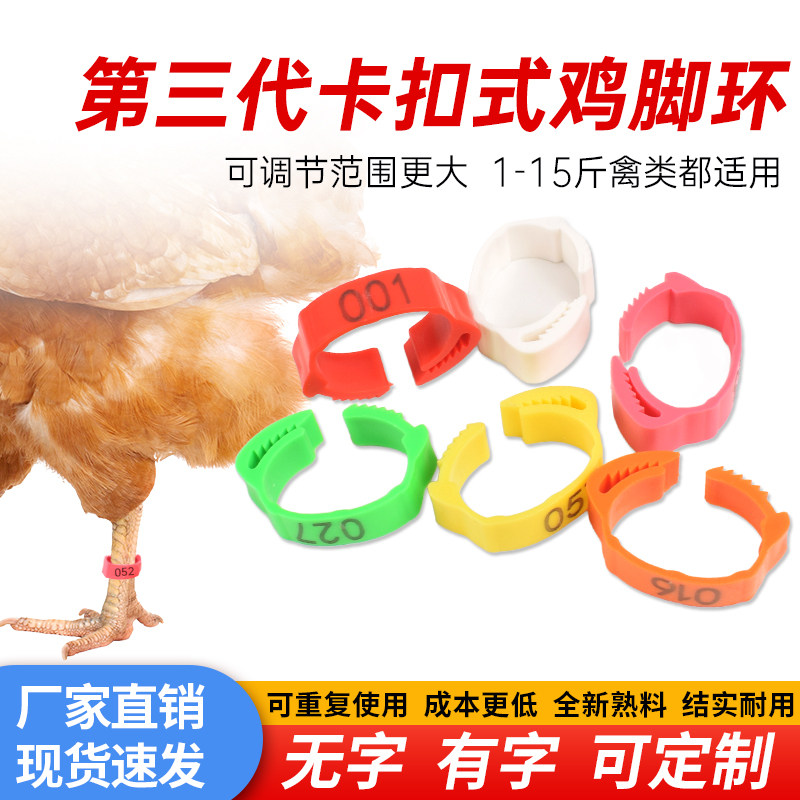 【第三代】可调节卡扣式鸡用脚环