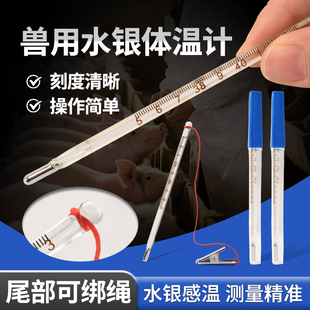 兽用体温温度计猪用玻璃水银体温计肛温计牛用体温表羊肛门测温计