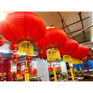 元旦新年大红灯笼绸布双龙宫灯灯笼工程公路亮化大口灯笼2.3米新