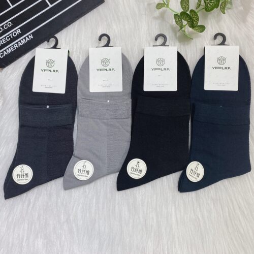 鹿人男夏季竹纤维超薄网眼中筒袜子透气防臭礼盒装纯色商务袜7w30