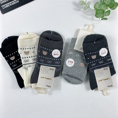 秋冬女士中厚棉袜卡通学生袜