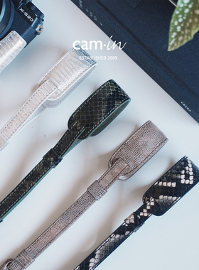 cam-in 蛇纹牛皮真皮相机手腕带适用富士x100vi理光GR4挂手绳配件
