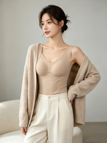德绒保暖背心女士带胸垫一体2026新款加厚秋冬季羽绒蚕丝内衣08璐