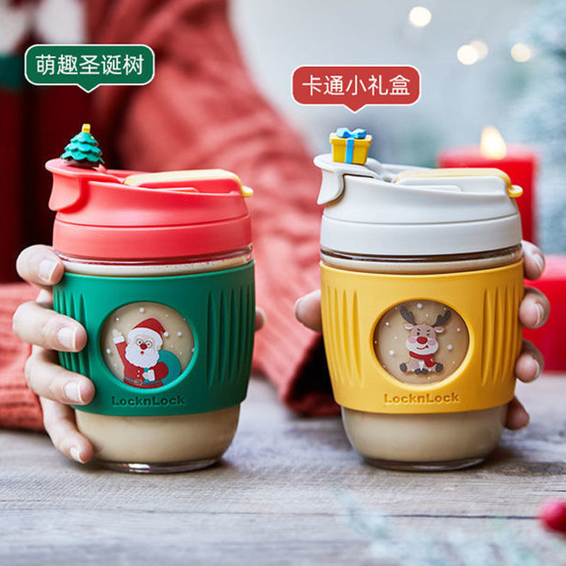 乐扣玻璃水杯秋冬可爱儿童