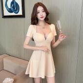 夜场性感连衣裙遮肚子显瘦a字裙v领低胸夜总会上班衣服工作服气质