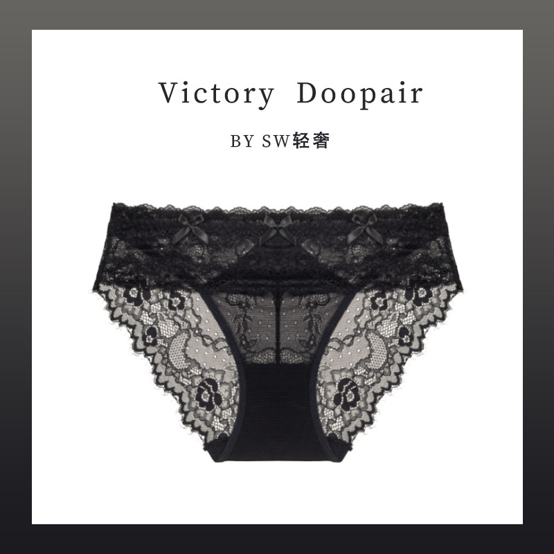 维多利亚多培尔蕾丝性感内裤女纯棉裆轻柔透明朦胧纯欲甜美三角裤