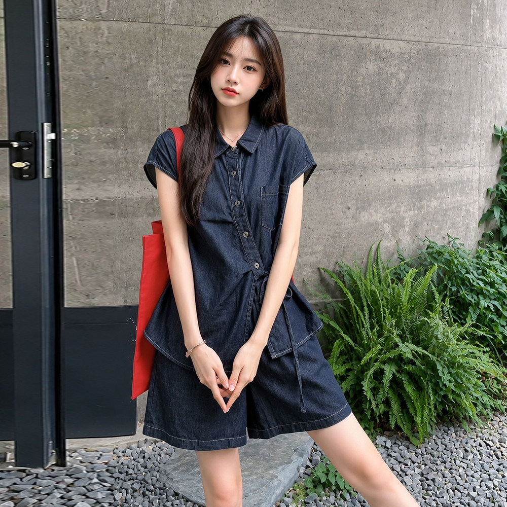 2026小众不撞款牛仔套装女夏新款高级感复古清爽短裤小个子一整套