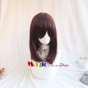 cosplay假发 佐佐木佳织 前田敦子 赤木晴子 深棕色中长发锁骨发