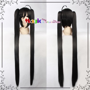 cos假发 初音 杂音 黑岩 中野梓 lolita 文艺百搭 黑色1米双马尾