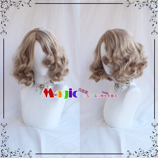 COSPLAY假发 第五人格 医生 流萤 贝拉夫人 亚麻色侧分短卷发