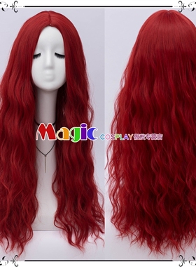 cosplay假发 蝙蝠侠 毒藤女 暗红色中分长卷发 cos假发