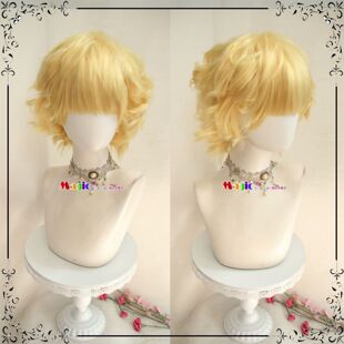 cosplay假发 机动战士高达 夏亚gunda金色短卷发 假毛