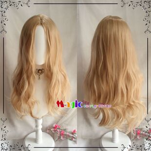 cosplay假发 凯米 狐妖小红娘 王权富贵 金色中分长卷发假毛