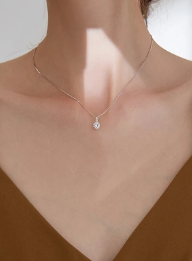 简约小巧吊坠单颗闪钻项链设计感小众锁骨链女2023年新款冷淡风潮