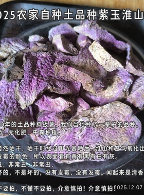 2025农家自种土品种紫玉淮山干又称紫色脚扳薯太阳生晒干