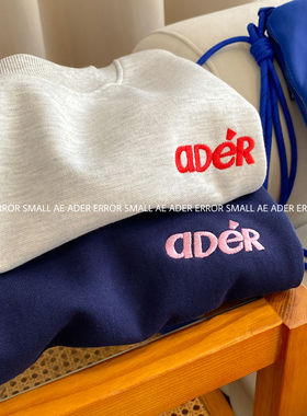 ader error small休闲刺绣短款卫衣女秋季小众设计感宽松圆领上衣