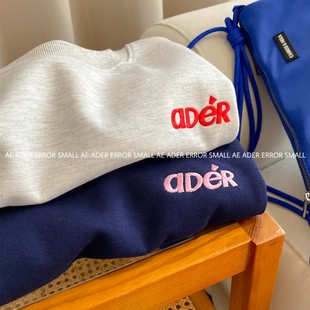 ader error small休闲刺绣短款卫衣女秋季小众设计感宽松圆领上衣