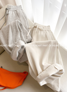 PART OF HEART 秋冬新款长裤阔脚运动裤加绒宽松休闲裤直筒裤显瘦