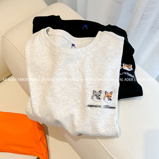 ader error small春季狐狸刺绣短袖T恤简约百搭宽松圆领男女情侣