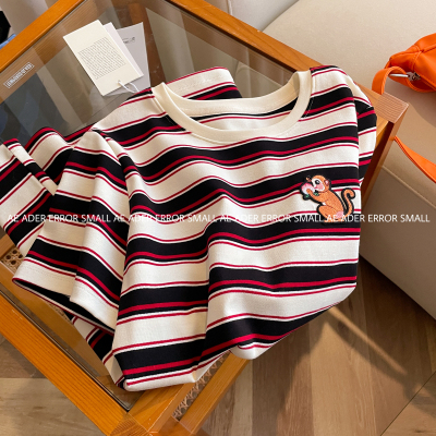 PARTOFHEART条纹刺绣短袖T恤