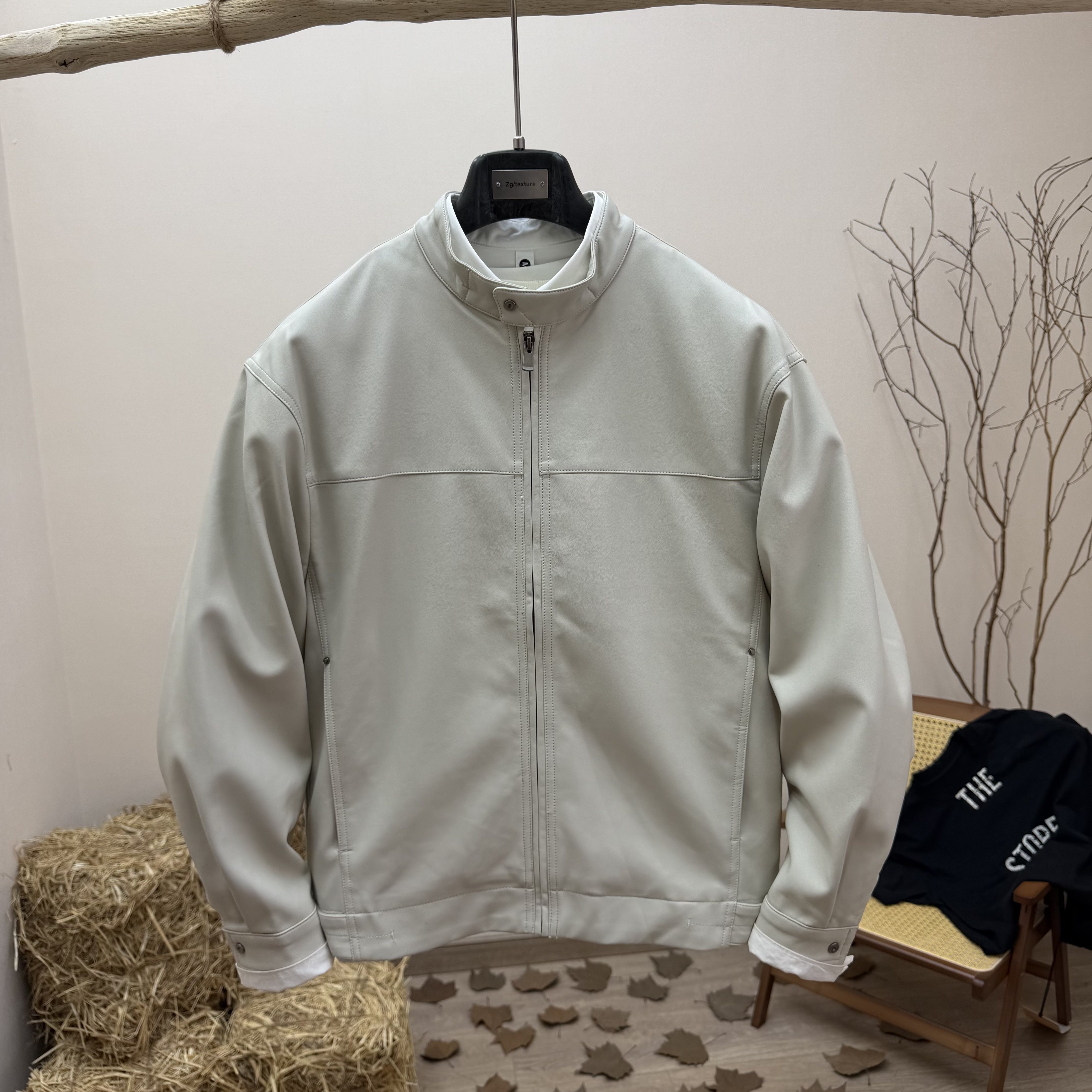 秋季新款美式休闲男士立领拉链PU皮衣外套户外机车服夹克通勤穿搭
