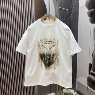 T恤男宽松圆领重磅纯棉百搭潮流半袖 夏季 风印花短袖 美式 上衣 新款