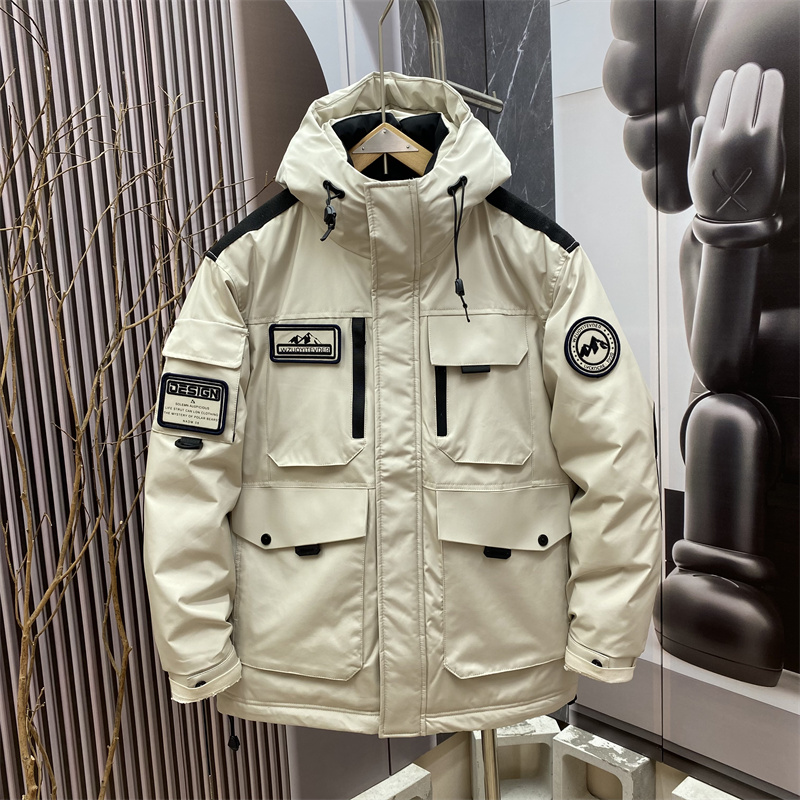 冬季新款工装风连帽冲锋衣羽绒服