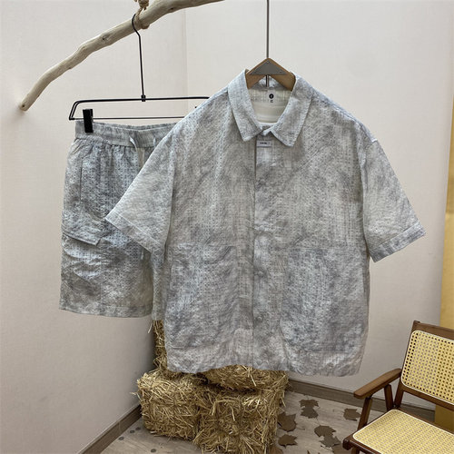 夏季美式工装男士短袖短裤套装
