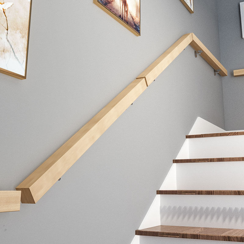 方形实木靠墙楼梯扶手防滑别墅幼儿园走廊通道栏杆儿童老人木扶手