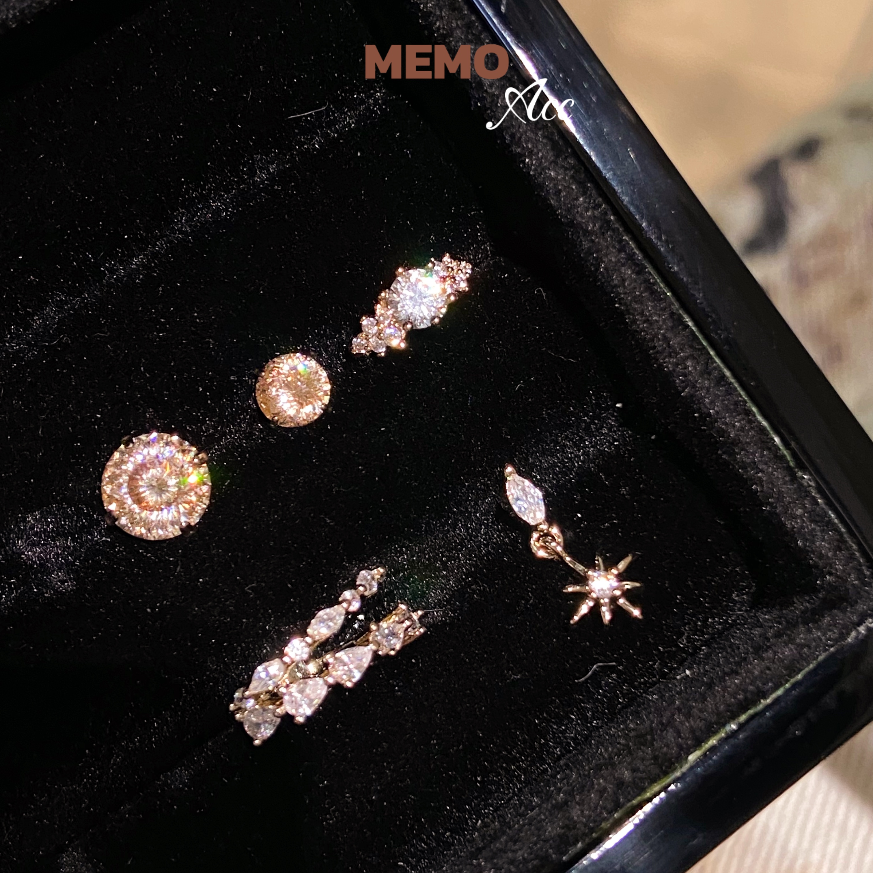 【MEMO】鎏金年代 咖金色设计感小众百搭耳骨钉耳钉DS157