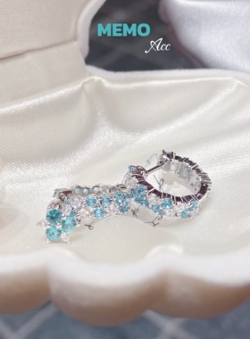 【MEMO】青黛 满钻帕绿锆石繁花设计感百搭耳扣耳圈E388