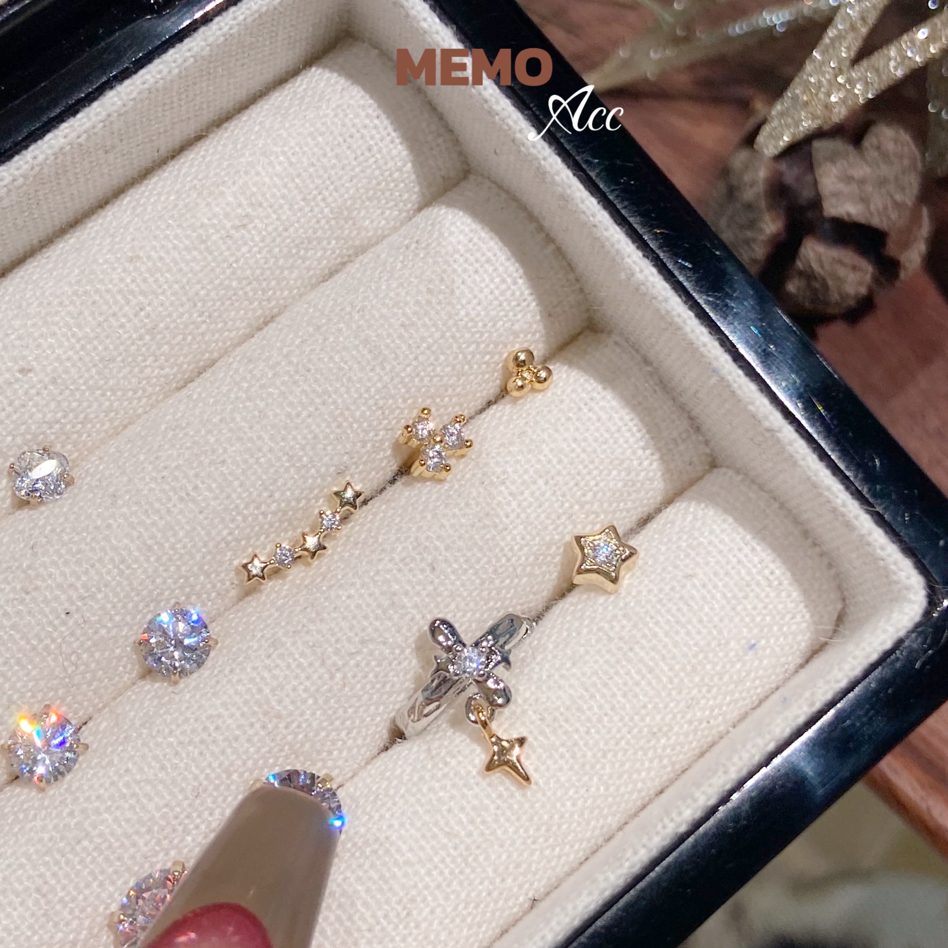 【MEMO】浮光跃金 金色系mini叠戴钛钢耳骨钉耳钉DS161