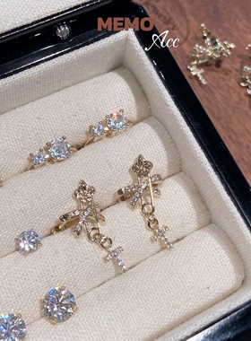 【MEMO】圣鸢之誓 咖啡金系列别针十字架设计感耳圈E035