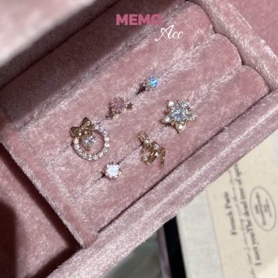 【MEMO】星愿圣诞 咖啡金圣诞系列设计感耳骨钉耳钉DS150