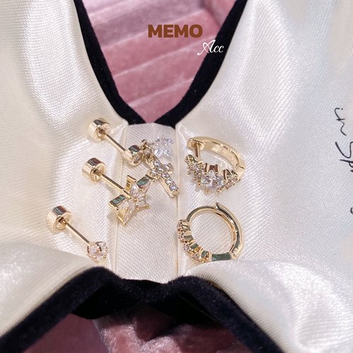 【MEMO】 风星引梦 咖啡金气质设计感耳圈耳骨钉DS145