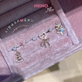 KT圣诞派对 MEMO 咖啡金爱心蝴蝶结设计感耳骨钉DS156