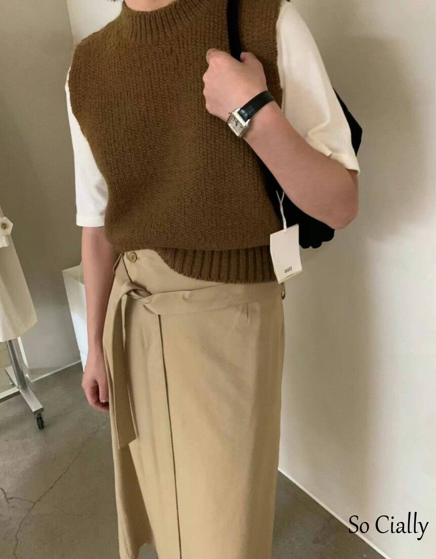 【韩国现货】Cially韩国代购LAKE针织衫圆领无袖套头 不支持退换