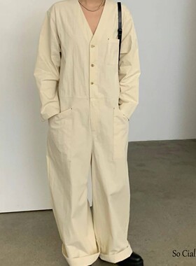 So Cially | 23秋韩国代购新品LOVEMYSANTA连体长裤宽松口袋