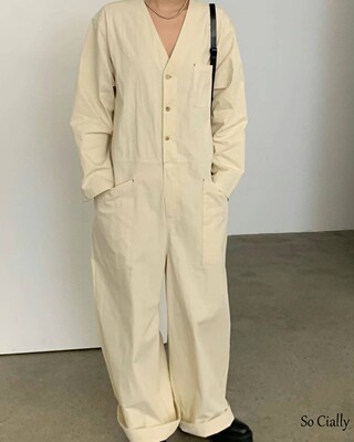 LOVEMYSANTA自然腰连体口袋长裤