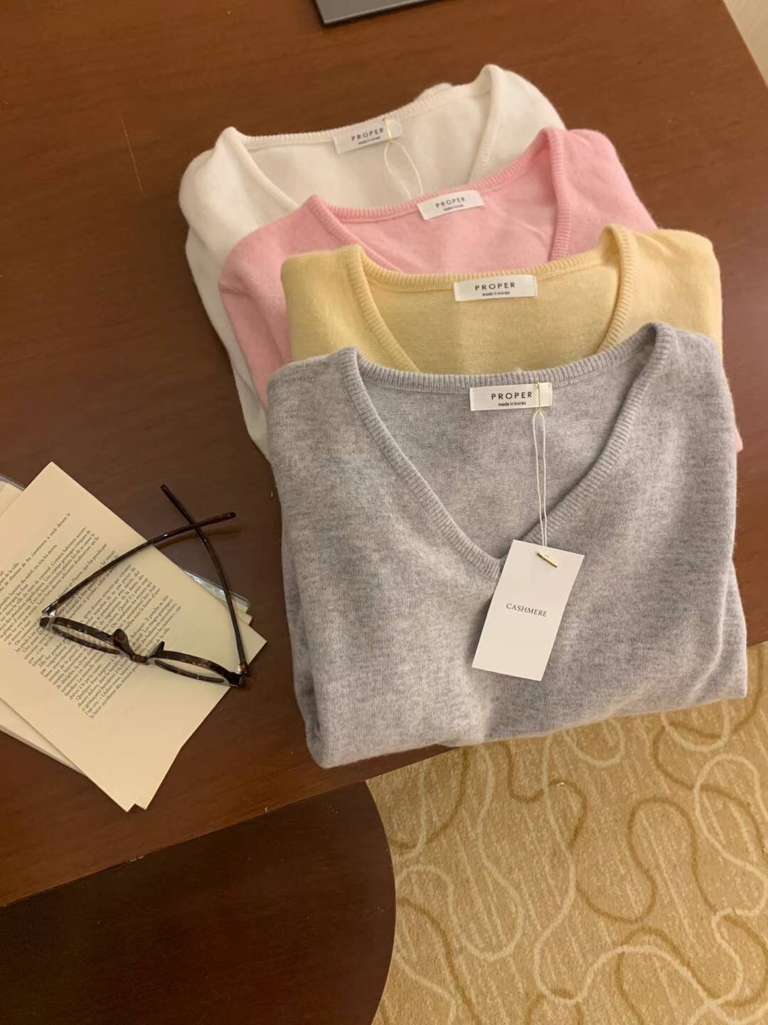 短款修身显瘦针织衫properv领