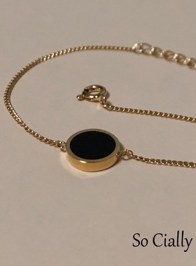 PARTEZ金色包黑色圆盘细手链