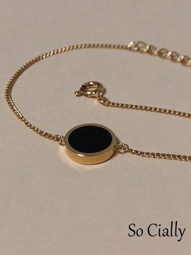 PARTEZ金色包黑色圆盘细手链