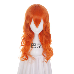 cosplay假发 海贼王 2年后娜美 橘色65cm微卷假毛cos长卷发